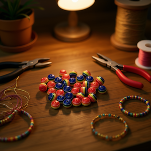 Perline a strisce ILAN Abalorio da 8 mm per la creazione di gioielli - Product Image 3