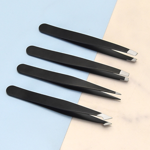 Pinzas Profesionales de Acero Inoxidable <span class=keywords><strong>con</strong></span> Punta Inclinada, Color Negro, para <span class=keywords><strong>Cejas</strong></span> y Pestañas, <span class=keywords><strong>con</strong></span> Logotipo Personalizado, Venta al por Mayor de Fábrica Lyder - Product Image 2