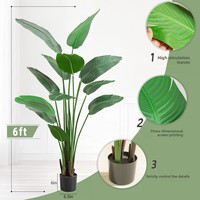 Plante artificielle de style nordique en pot sur pied, accent décoratif d'intérieur, faux palmier bonsaï du voyageur