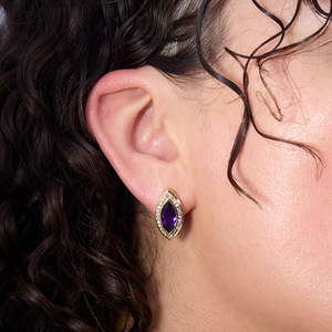 Orecchini a Perno con Occhio Viola per Donne, Design Minimalista di Nicchia, Gioielli alla Moda - Product Image 2