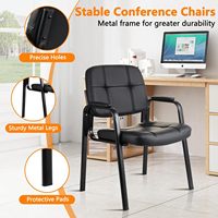 Chaise de réunion de bureau au design traditionnel pour la formation du personnel, salle d'attente avec accoudoirs confortables sans roues