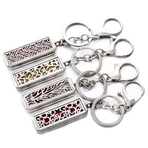 Diffuseur d'huiles essentielles rectangulaire en acier inoxydable, boîte à parfum, accessoires de porte-clés tendance, pendentif créatif - Product Image 1