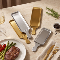 Assiette rectangulaire en acier inoxydable de style coréen, écologique, durable, à motif uni, pour restaurant/cantine/usage domestique