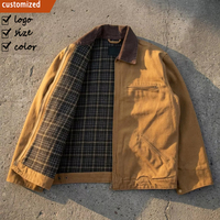 Veste de travail personnalisée pour homme en toile de canard épaisse, coupe décontractée, style utilitaire, effet vieilli, pour charpentiers, chauffeurs de camion et ouvriers, type bomber