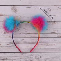 Serre-têtes créatifs coréens en forme d'oreilles de chat en gros, cerceaux à cheveux colorés avec pompons, accessoires pour cheveux pour filles et enfants