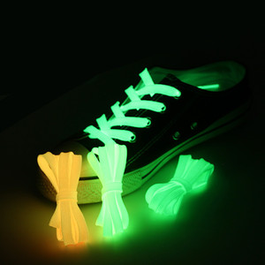 1 paire de lacets fluorescents 8MM, lacets de chaussures en toile plates, lumineux dans la nuit, couleurs - Product Image 2