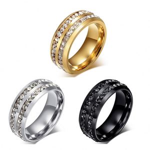 Bagues de mariage plaquées or pour homme et <span class=keywords><strong>femme</strong></span>, bagues en diamant CZ, bijoux de fiançailles en <span class=keywords><strong>acier</strong></span> <span class=keywords><strong>inoxydable</strong></span>, <span class=keywords><strong>alliance</strong></span> - Product Image 1