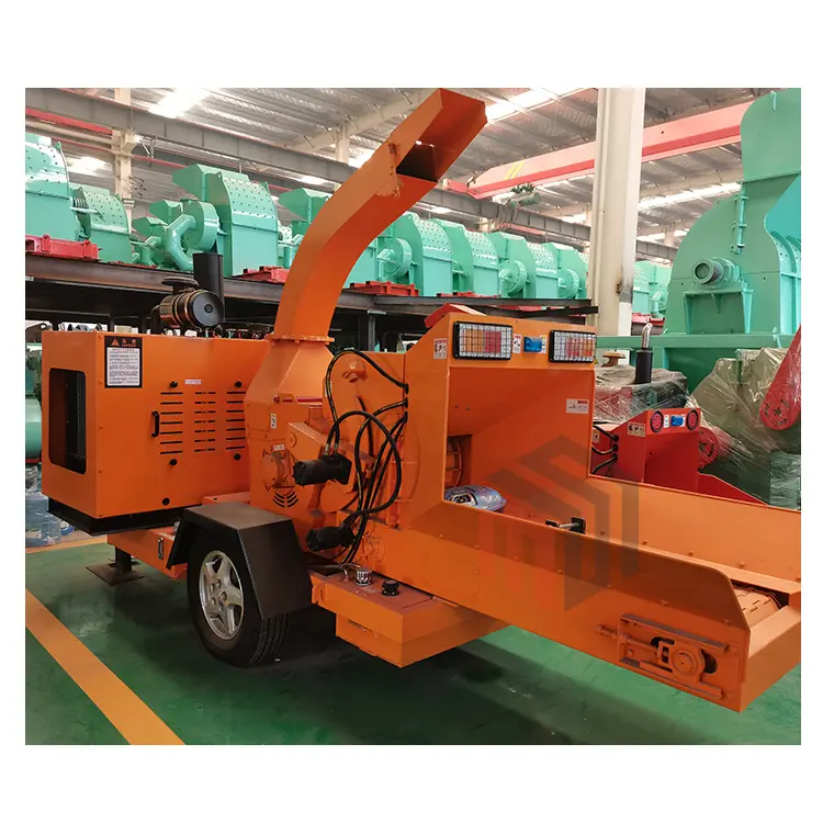 Diesel di động máy nghiền gỗ lớn di động trang trại chuối cây cọ chi nhánh log mulcher gỗ chipper Shredder máy