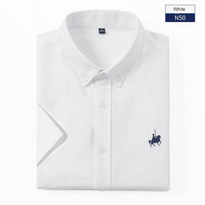 Kemeja Formal Pria Korea Katun Slim Fit Kancing Satu Baris Anti Kusut dan Bernapas dengan Teknik Cuci untuk Musim Panas - Product Image 6