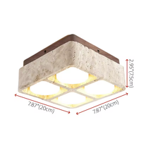 Plafonnier en pierre de grotte jaune style Wabi Sabi japonais, lampe de plafond créative en travertin pour hall d'entrée, maison d'hôtes, balcon, lumière neutre