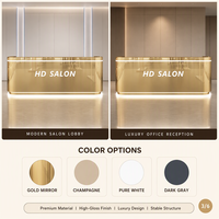 Comptoir de réception sur mesure en acier inoxydable pour magasin de vêtements, studio de danse, bar et salon de coiffure - Design minimaliste moderne avec rangement