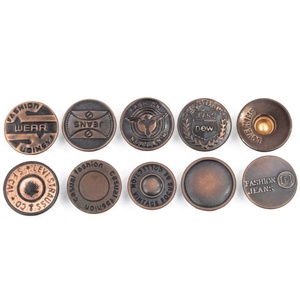 Boutons personnalisés avec logo, rivets métalliques en laiton antique gravés, style à tige en fer pour veste - Product Image 5