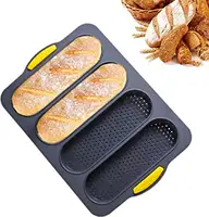 4-Cavity Silicone Loaf Pan Baking Pan for Baking Baguette/Hot Dog