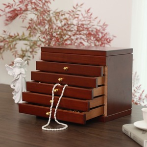 Boîte de rangement en bois de grande taille avec tiroir, présentoir à bracelets, rangement pour accessoires féminins, pour bagues, colliers, boucles d'oreilles - Product Image 3