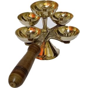 Parijat โคมไฟน้ำมันสีทองงานหัตถกรรมทำมืออินเดีย Puja Diya สำหรับ Diwali pooja 10x4.5นิ้วบทความวัตถุประสงค์ akhand" - Product Image 3