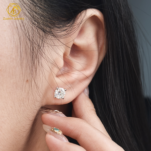 Igi ได้รับการรับรอง HPHT CVD ต่างหูทอง4K ทำจากเพชร14K แบบแข็ง18K สตั๊ดก้าน1 2 3กะรัต - Product Image 5