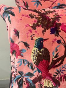 Funda de Almohada de Terciopelo, Estampado Floral de Aves, Rosa Intenso, Tamaño Personalizable, Fundas de Almohada de Terciopelo Atractivas - Product Image 4