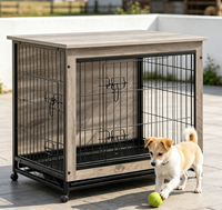 Mobilier décoratif pour animaux de compagnie : Cage pour chien en bois avec plateau, structure robuste en acier, double porte et plateau inférieur amovible