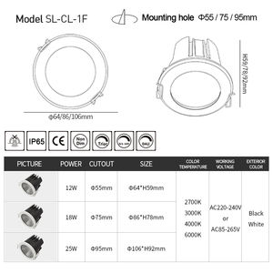<span class=keywords><strong>Spot</strong></span> LED moderne étanche IP65 à intensité variable <span class=keywords><strong>Spot</strong></span> de plafond anti-éblouissement <span class=keywords><strong>Spot</strong></span> encastré pour la maison Hôtel Batiroom - Product Image 2