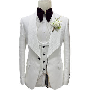 Traje de Jacquard Blanco Completo de 3 Piezas para Hombre, Conjunto de Novio para Boda, Elegante y Atractivo con Solapa de Chal, Traje de Fiesta para Hombre - Product Image 1