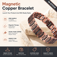 Bracelet magnétique en cuivre pur pour thérapie magnétique, motif croix vintage, vente en gros, personnalisable