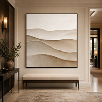 Peinture abstraite texturée beige Wabi Sabi, dune de sable, art mural minimaliste sur toile pour la décoration de l'hôtel, de la villa, du salon
