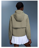 Veste de yoga imperméable légère pour l'automne, à capuche, zippée, séchage rapide, pour femme, fitness, coupe ample, unie, design élégant, pour les sports de plein air