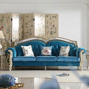 Canapé de luxe en mosaïque de coquillages français, mobilier de salon haut de gamme européen en bois massif pour hôtels et villas - Product Image 3