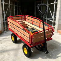 Chariot utilitaire à quatre roues pour extérieur, personnalisable, avec barres de protection en bois et acier, OEM, pour le shopping, le stockage et les outils