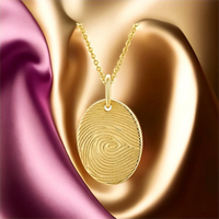 Collier pendentif ovale vierge en argent sterling 925 plaqué or 18 carats, personnalisable, motif empreinte digitale, vente en gros 2025