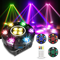 Lampu Panggung Laser Enam Lengan 150W RGBWAUV Hijau Biru DMX512 Kontrol Suara Auto Run Master Slave Profesional DJ Disko Klub Pesta