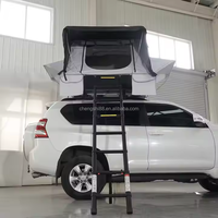 Tente de toit rigide en ABS à installation rapide et facile, étanche, ouverture latérale, coquille à clapet, 3-4 personnes, camping tout-terrain avec accessoire échelle