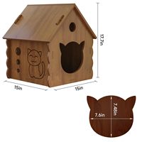 Maison pour chat en bois, abri imperméable pour intérieur et extérieur, entrée en forme de tête de chat, respirant, facile à assembler