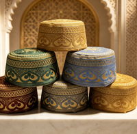 Chapeau ethnique islamique en polyester au crochet pour hommes adultes Boran, style Moyen-Orient, pour la prière quotidienne, broderie personnalisée à la machine, vente en gros