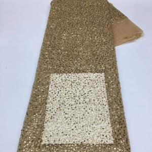 Tessuto in Pizzo 3D con Perline, Tessuto Francese per Abiti da Sposa con Perline Y3588 - Product Image 1