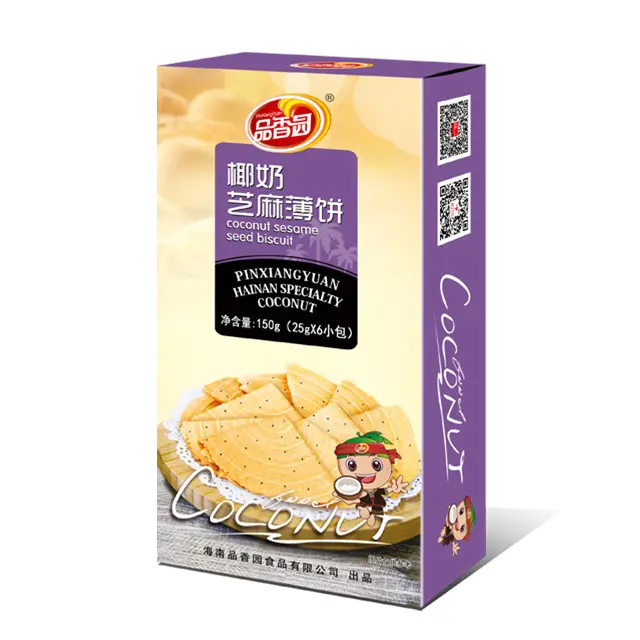 Heißer Verkauf chinesische Kokosnuss creme schwarzer Sesam geschmack knuspriger dünner Keks cracker