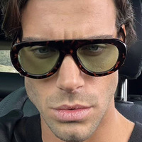 Lunettes de soleil ovales vintage personnalisées avec logo, nouvelle mode, pour femmes et hommes, protection UV400, style léopard, pilote, punk, avec charnière métallique