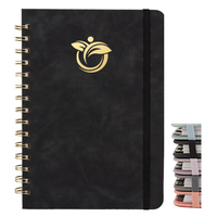 Carnet à spirales avec couverture en cuir A4 et stylo - 100 feuilles de papier kraft en tissu transparent à fleurs