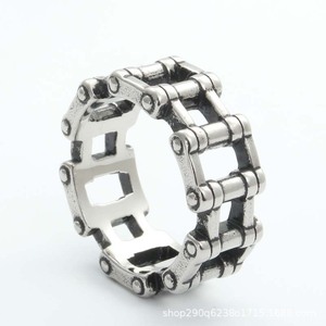Men's <b>Titanium</b> Steel Motorcycle <b>Chain</b> Ring Retro Punk Style Silver Color Jewelry Gift - Product Image 5