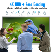 Tableau blanc interactif intelligent Tacteasy 0EM/ODM 4K LCD à fixation murale, système double Android/Windows, écran tactile pour l'éducation