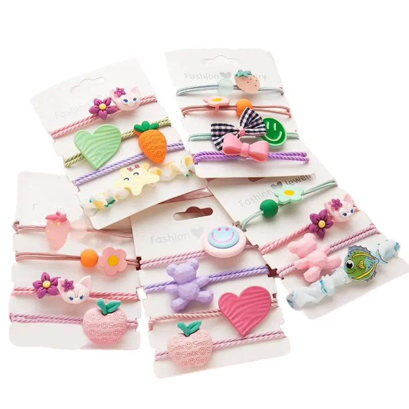 4 PCS-SET Hair band flower and fruit shape cute children's hair tie girls elastic band hair rope scrunchies