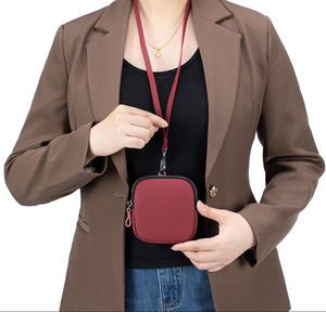 Monedero Minimalista de Cuero Vacuno de Primera Calidad, Elegante y Portátil, con Correa para el Cuello, Bolsa para Lápiz Labial y Maquillaje, Bolsa de Almacenamiento de Cuero Genuino - Product Image 2