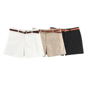 PB&ZA <span class=keywords><strong>Femme</strong></span> 2026 Nouvelle Collection Été <span class=keywords><strong>Chic</strong></span> et Tendance Tenue Décontractée avec Ceinture Short Vintage Taille Haute Fermeture Éclair Jupe-Short <span class=keywords><strong>Femme</strong></span> - Product Image 1