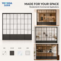 Puerta Divisoria de Habitaciones de Vidrio y Aluminio de 4 Paneles Corredizos para Uso Interior en Villas, Apartamentos, Hospitales y Hoteles