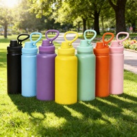 Bouteille d'eau sport portable isotherme en acier inoxydable 304, grande capacité, anti-chute, personnalisable, pour l'export.