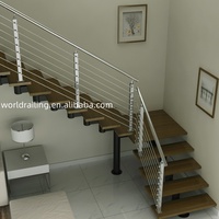 Escalier en L de conception moderne YL METAL avec garde-corps en verre ou en fil d'acier
