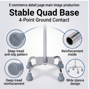 Canne réglable avec base antidérapante, bâton de marche léger en aluminium pour personnes âgées, aide à la mobilité, récupération post-chirurgicale - Product Image 3
