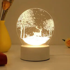 도매 책상 램프 발광 다이오드 자료 3D 환상 만화 크리스마스 조명 귀여운 어린이 아크릴 사용자 정의 밤 조명