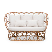 Sofa Luar Ruangan Dua Dudukan Gaya Eropa Kontemporer dari Bambu, Tahan Cuaca, Anti Air, dan Anti UV, Desain Modern untuk Hotel dan Taman