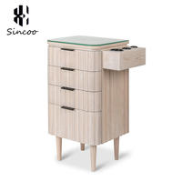 Station de coiffure moderne haut de gamme avec miroir, en bois durable et écologique, design modulaire, combinable librement, armoire à outils pour salon de coiffure